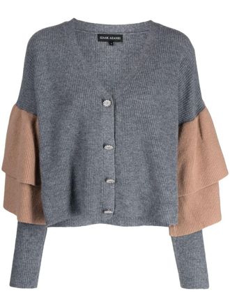 Izaak Azanei Cardigan a coste con ruches - Grigio