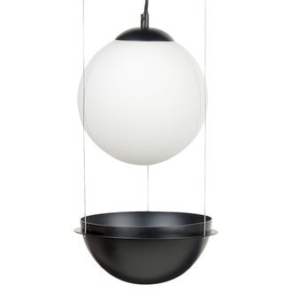 Beliani L&aacute;mpara Colgante Redonda Pantalla Esfera De Vidrio Negro Tobins