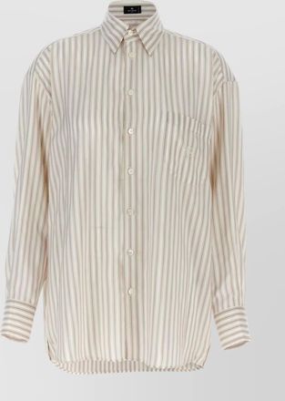 Etro logo embroidered striped shirt