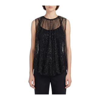 Sportmax Top de Malla con Lentejuelas - Tops - Mujer - Negro - M