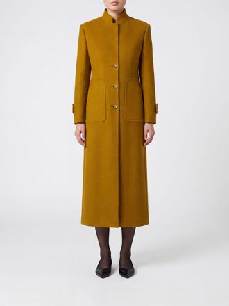 Pinko Single-Breasted Long Wool and Cashmere Blend Coat with High Neck