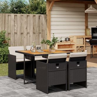 vidaXL Vidaxl - Set De Muebles Jard&iacute;n 5 Pzas Con Cojines Rat&aacute;n Sint&eacute;tico Negro