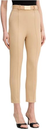 Elisabetta Franchi Technische Bi-Stretch Broek - Dames - Vrijetijds broeken - Beige - L - Leer - Broeken