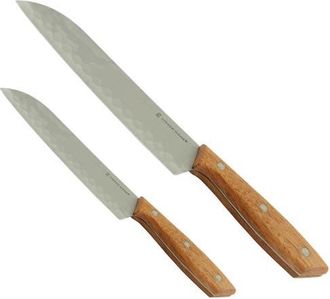 Gibson Home 2 Piece Stainless Steel Santoku Knife Cutlery Set in Wood at Nordstrom