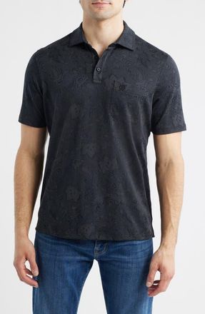 Johnston & Murphy Evans Jacquard Polo in Black Paisley at Nordstrom, Size Xx-Large