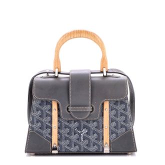 Goyard Structured Saigon Top Handle Bag Coated Canvas with Leather Mini