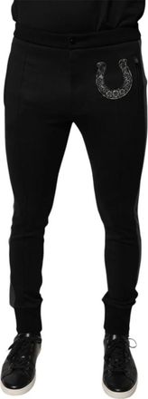 Dolce & Gabbana Zwarte Wol Slim Fit Broek - Heren - Slim Fit Broeken - Zwart - XS - Wol - Broeken