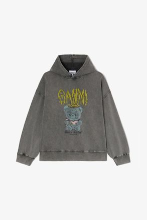 Ganni Black Vintage Wash Hoodie - Size XXS Organic Cotton