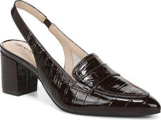 Life Stride Angel Slingback Pointed Toe Loafer Pump in Dark Chocolate Leather at Nordstrom, Size 6.5