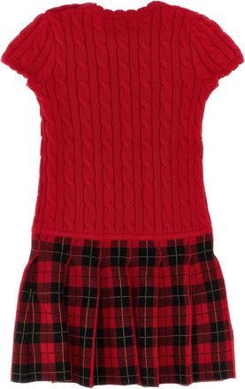 Polo Ralph Lauren Braided Knit and Plaid Dress - Red