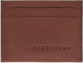 Longchamp Le Foulonn&eacute; Leather Card Case in Coffee at Nordstrom