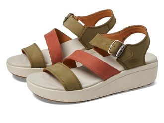 Keen Ellecity Backstrap Womens Shoes Martini Olive/Baked Clay : 10.5 B - Medium, Leather