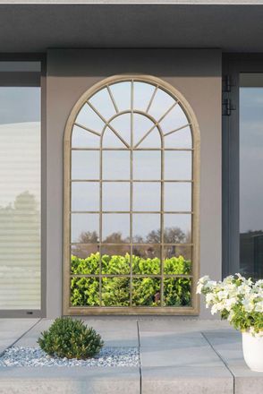 MirrorOutlet Large Country Arch Garden Mirror 71x 40 (180x103cm) Sand Colour in Cream | Size: 1 Pack