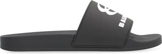 Balenciaga Mens Black Rubber Slides Flip Flops &