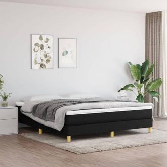 vidaXL Cama Box Spring Con Colch&oacute;n Tela Negro 160x200 Cm Vidaxl