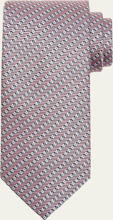 Brioni Mens Micro-Print Silk Jacquard Tie