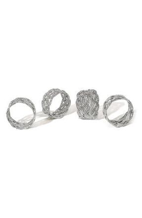 Tiramisu Platinum Weave Set of 4 Napkin Rings in Silver at Nordstrom Rack