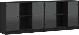vidaXL Vidaxl - Bookcase with Doors Black 204x37x75 cm Engineered Wood