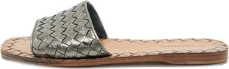 Bottega Veneta Sandali slides in pelle con design Intrecciato - Argento