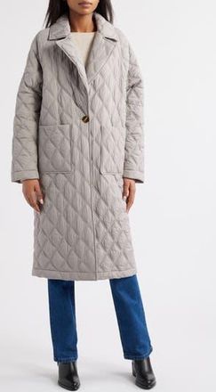 Bernardo Diamond Quilted Long Coat in Ash at Nordstrom Rack, Size Xx-Large