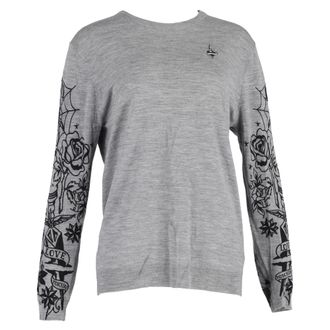 Moschino Love Moschino Rib-gebreide Sweater met Ronde Hals in Grijze Wol