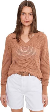 Varley Gaia V-Neck Sweater Womens Sweater Camel : XXS, Cotton