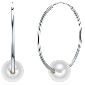Valero Pearls Womens Hoop earring sterling silver freshwater cultured pearl white - One Size