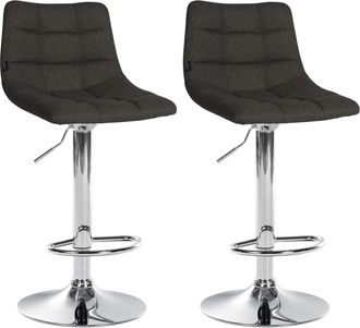 Clp Clp - Set De 2 Taburetes De Bar Jerry En Tela Gris Oscuro Cromado