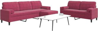 vidaXL Vidaxl - Juego De Sof&aacute;s Con Cojines 3 Piezas Terciopelo Rojo Tinto