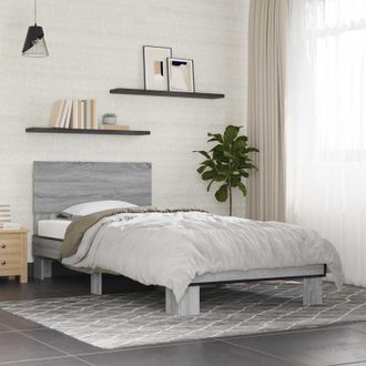 vidaXL Vidaxl Struttura Letto Con Testata Sonoma Grigio 80 X 200 Cm