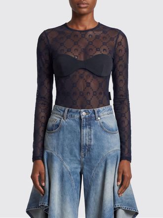 Marine Serre Tuta in tulle con logo all-over