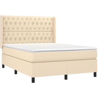 vidaXL Cama Box Spring Con Colch&oacute;n Tela Color Crema 140x200 Cm Vidaxl