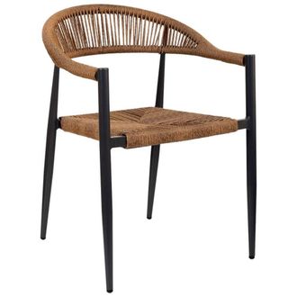 Wanderlust Deco Silla de ratan sint&eacute;tico marr&oacute;n 56x60x78