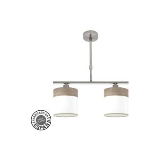 Fabrilamp Lampara Cloe 2xe14 Niquel/blanca-madera Gris Regx43x14 Cm - Fabrilamp