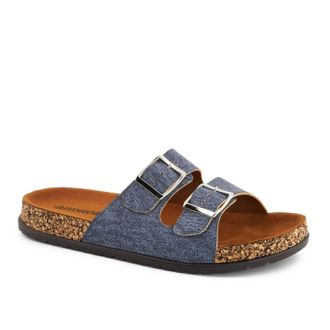 Andrea Womens Double Buckle Strap Sandals In Denim