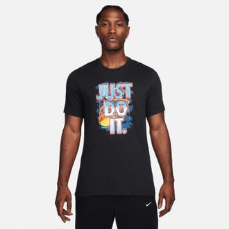 Nike Dri-FIT Just Do It T-Shirt Mens Black Graphic Print Basketball DSGL218