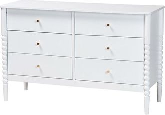 Baxton Studio Lucera Mid-Century Bobbin Wood 6-Drawer Dresser