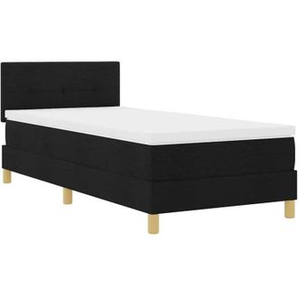 vidaXL Cama Tipo Box Spring Con Colch&oacute;n Negro 90 X 200 Cm Tela Vidaxl