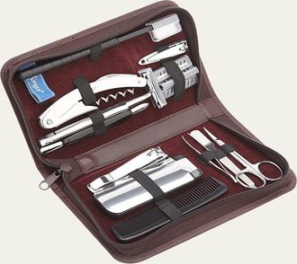 Royce Leather Monogrammed Leather Travel Grooming Toiletry Kit