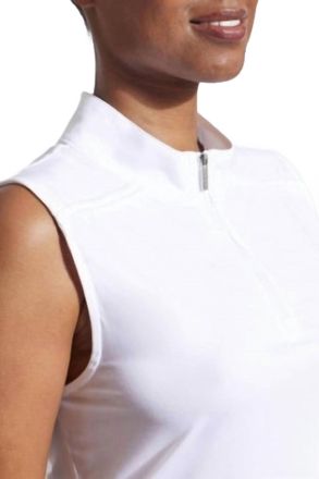 Tribal Sleeveless Zip Mock Top In White