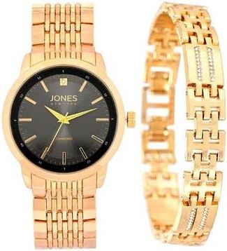 Jones New York Diamond Bracelet Watch & Bracelet Set, 42mm in Gold at Nordstrom Rack