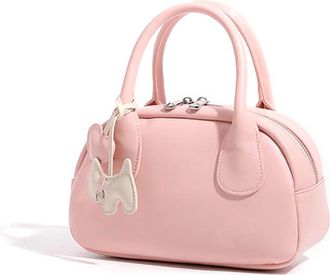 Generic PU Leather Handbag with Adjustable Strap Pillow Bag for Women Shopping (Pink)