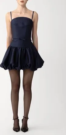 Sau Lee Maddie Bubble Hem Satin Cocktail Dress in Midnight Blue at Nordstrom Rack, Size 12