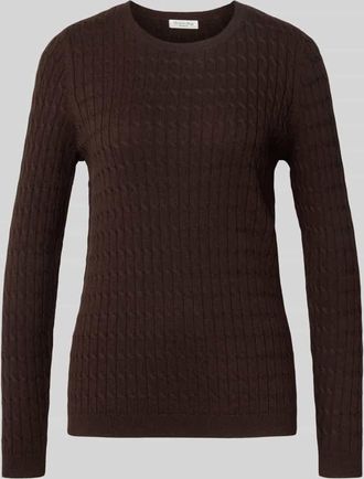 Christian Berg Strickpullover mit Zopfmuster in Schoko Melange, Gr&ouml;&szlig;e S