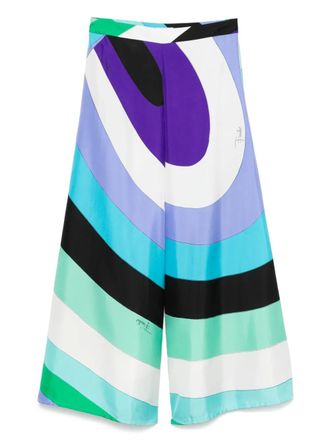 Pucci Maddalena-print trousers - women - Silk - 40 - Blue