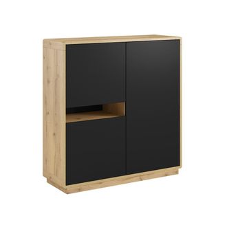 Petits Meubles Aparador 3 puertas estratificado Negro mate marr&oacute;n