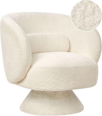 Beliani Swivel Armchair LIEKSA Boucle Off-White