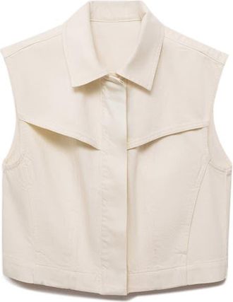 Mango Denim Vest in Ecru at Nordstrom, Size X-Small