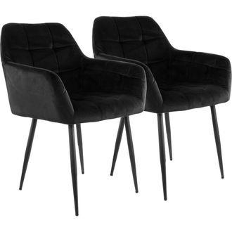 Elama 2 Piece Velvet Tufted Accent Chair with Metal Legs in Black at Nordstrom