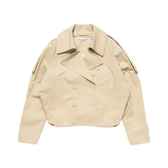 Acne Studios Jassen, Dames, Beige, S, Katoen, Korte trenchcoat